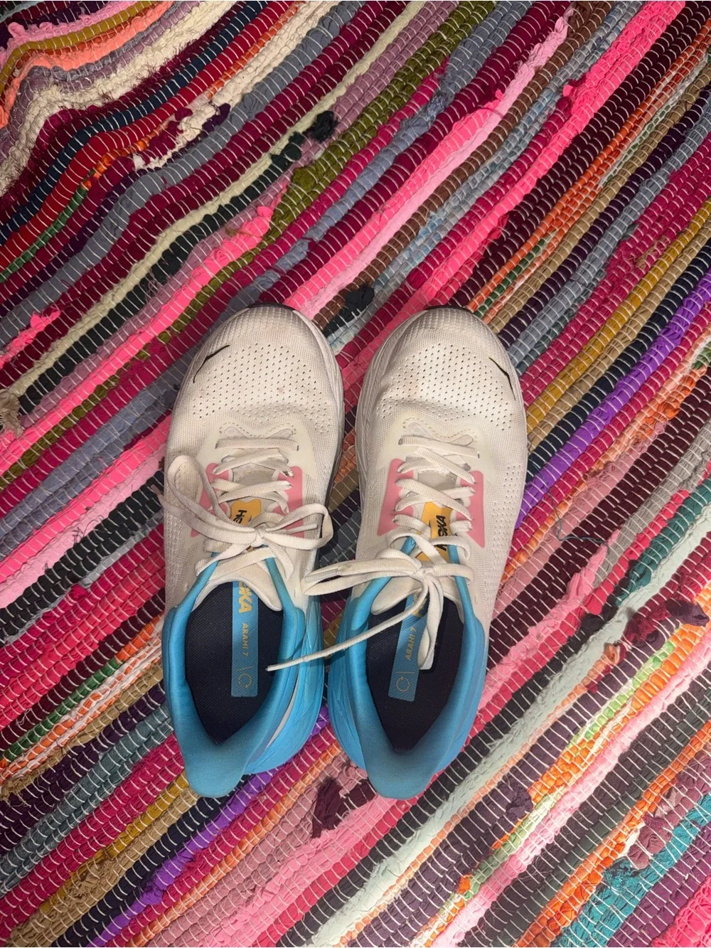 Hoka Kids White, Blue & Pink Cushioned Lightweight Sneaker
